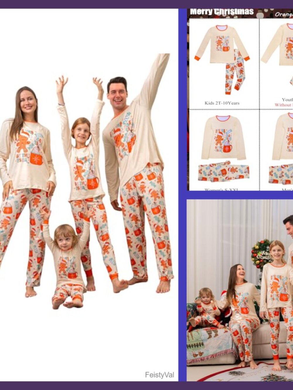Matching Family Christmas Pajama Sets Long Sleeve Top & Bottom Holiday PJs